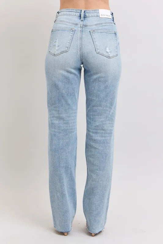 Judy Blue Full Size Midi Rise Light Wash Dad Jeans Plus Size
