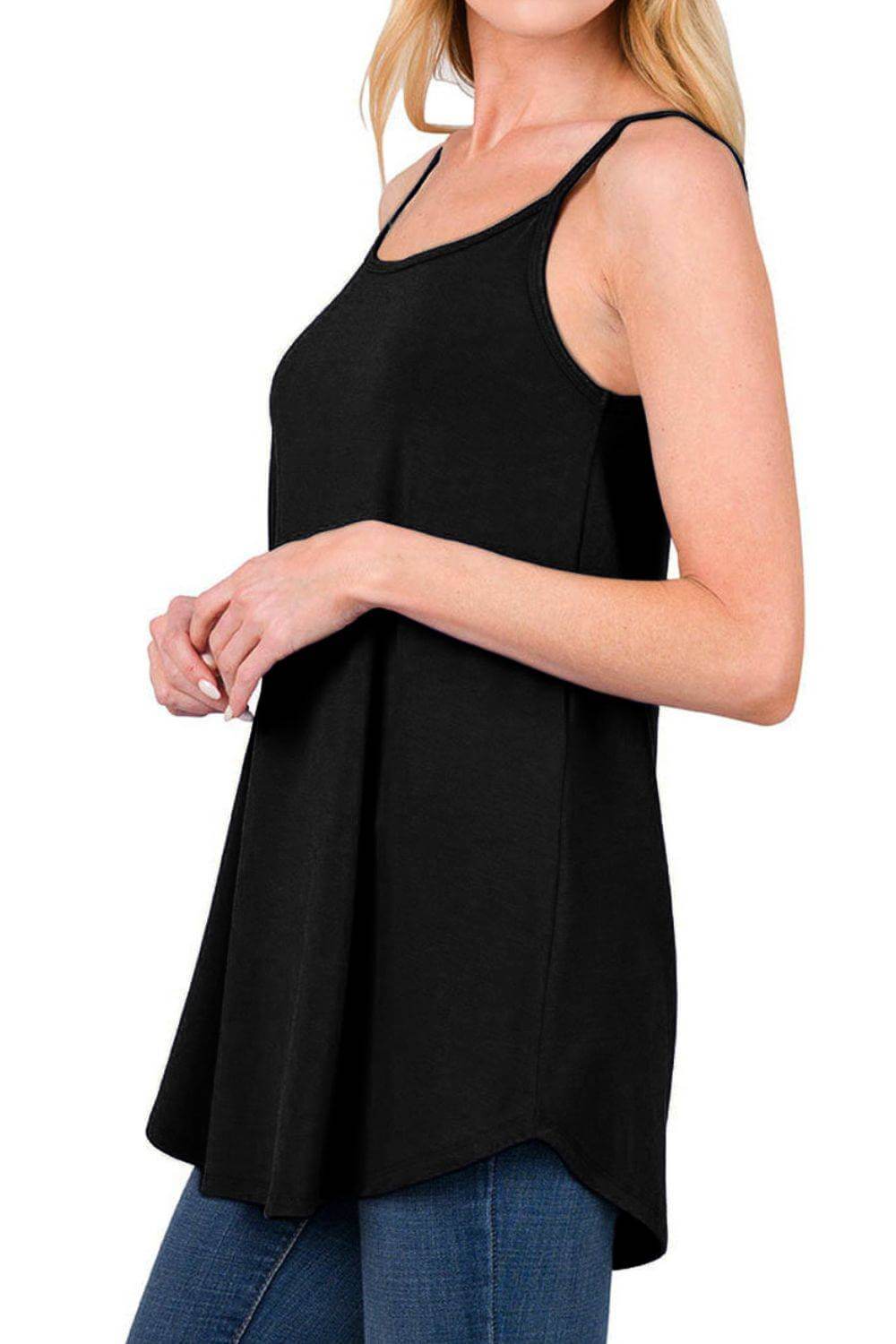 Full Size Spaghetti Strap V-Neck Flowy Tunic Cami - Clothes For Her Online Store