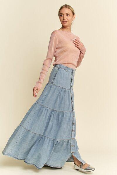 Davi & Dani Glitter Mesh Lettuce Hem Long Sleeve Top - Clothes For Her Online Store