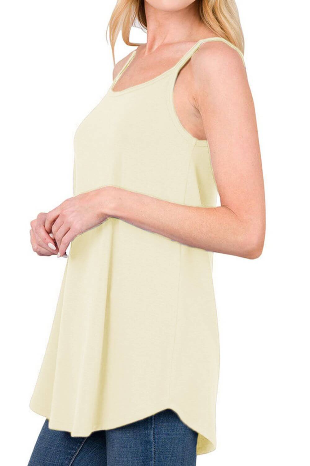 Full Size Spaghetti Strap V-Neck Flowy Tunic Cami - Clothes For Her Online Store