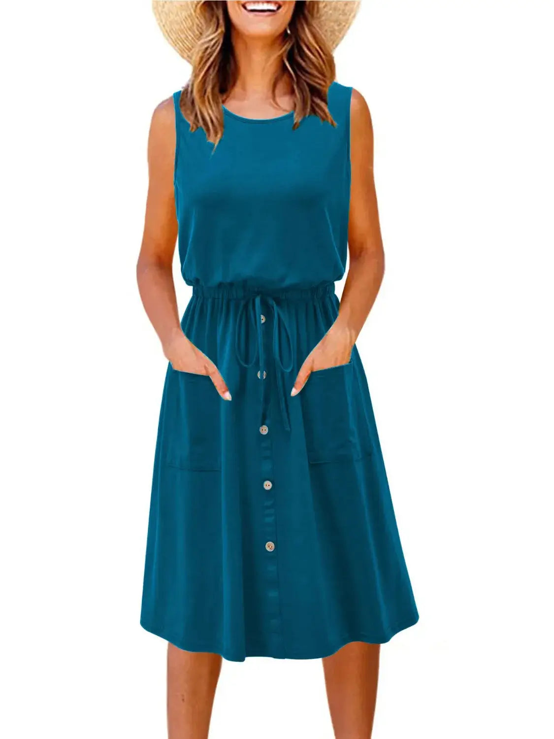 Full Size Round Neck Sleeveless Tank Dress Plus Size - Clothes For Her Online Store