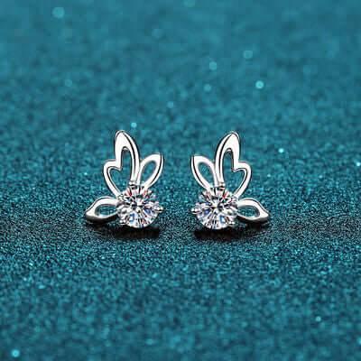 1 Carat Moissanite Butterfly Shape Earrings - Clothes For Her Online Store