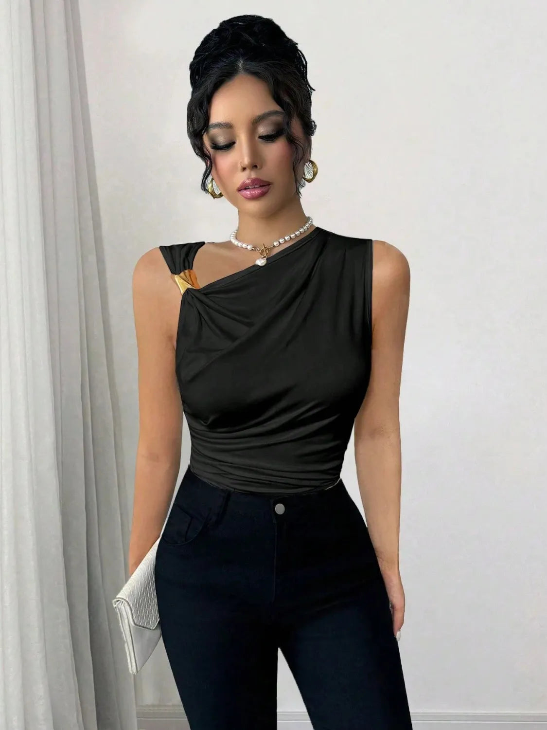 Asymmetrical Solid Color Tank