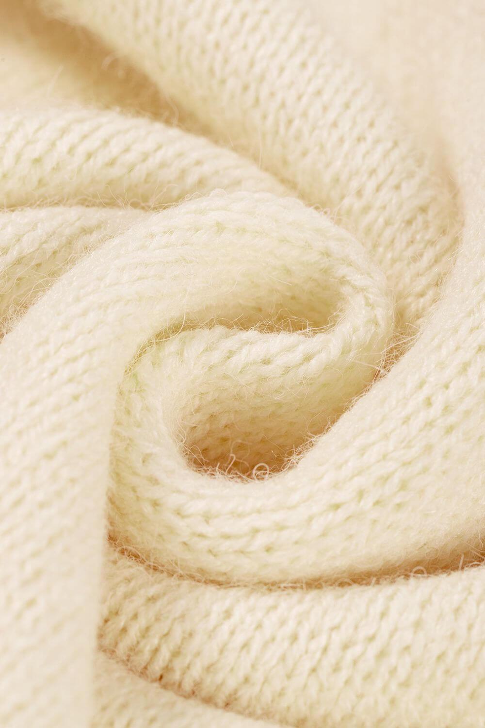 Openwork Wavy Striped Round Neck Sweater