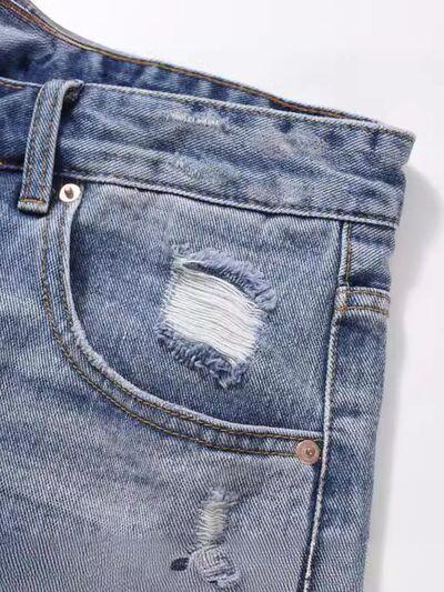 Men's Distressed Denim Bermuda Shorts - Clothes For Her Online Store