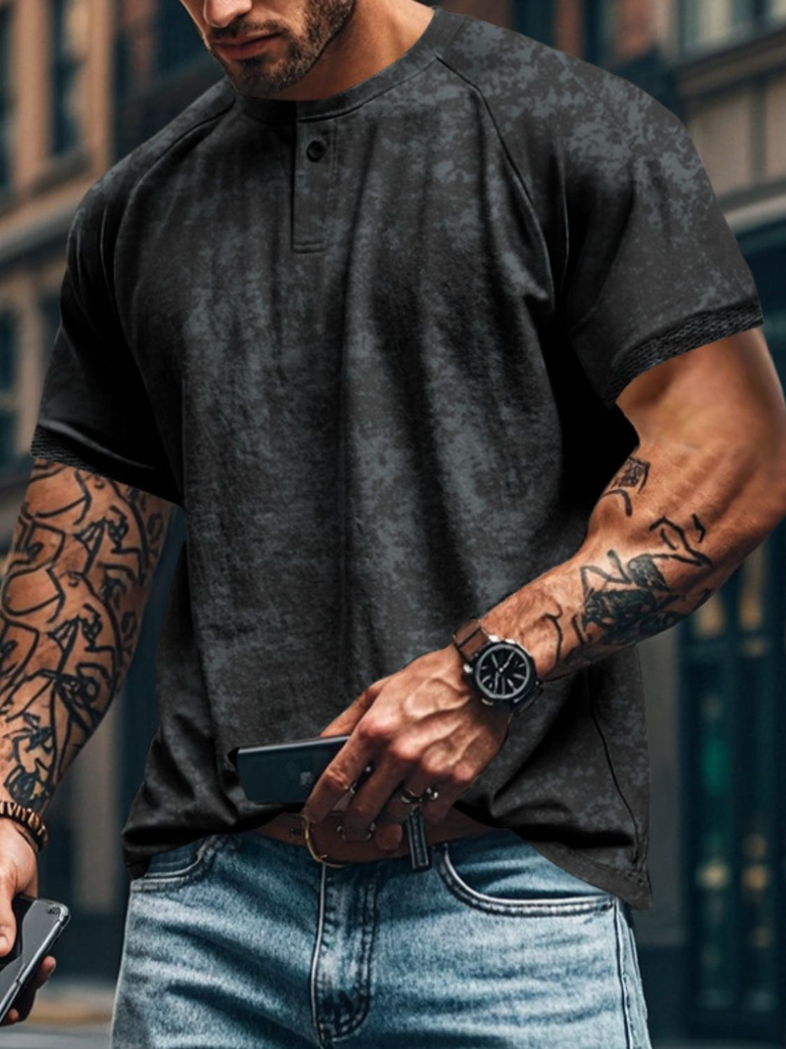 Men's Full Size Round Neck Short Sleeve T-Shirt Plus Size - Clothes For Her Online Store