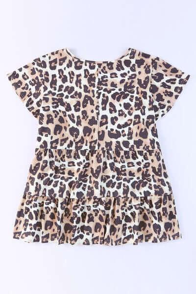 Plus Size Leopard Round Neck Blouse - Clothes For Her Online Store
