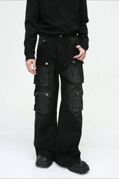 Multi-Pocket Cargo Wide-Leg Jeans - Clothes For Her Online Store