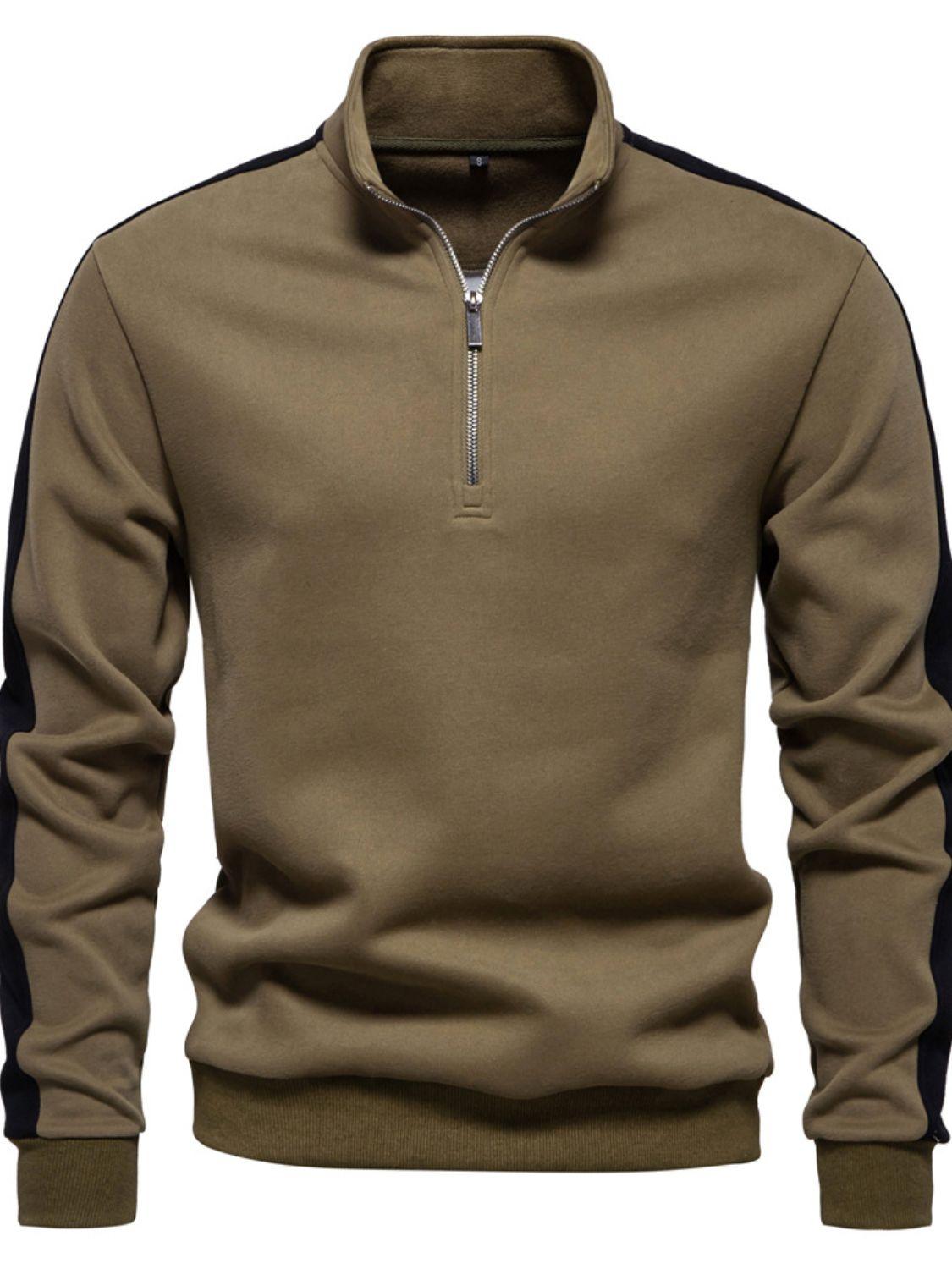 Men's Contrast Striped Long Sleeve Sweatshirt - Clothes For Her Online Store