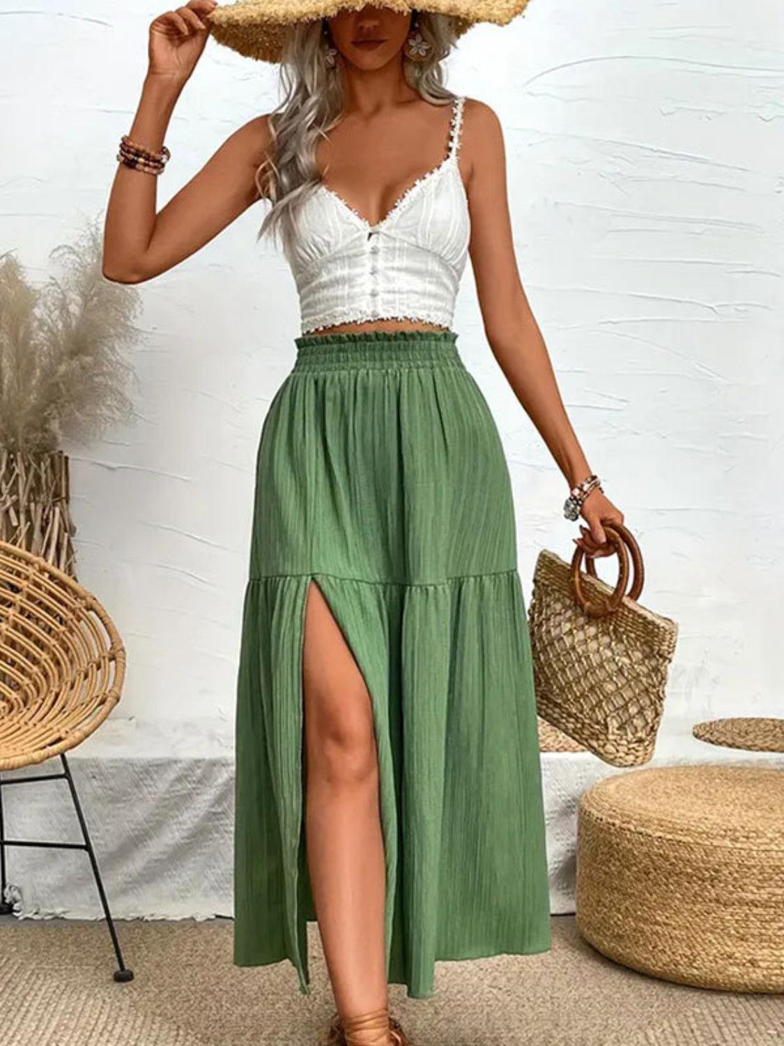 Frill Slit Skirt - Clothes For Her Online Store