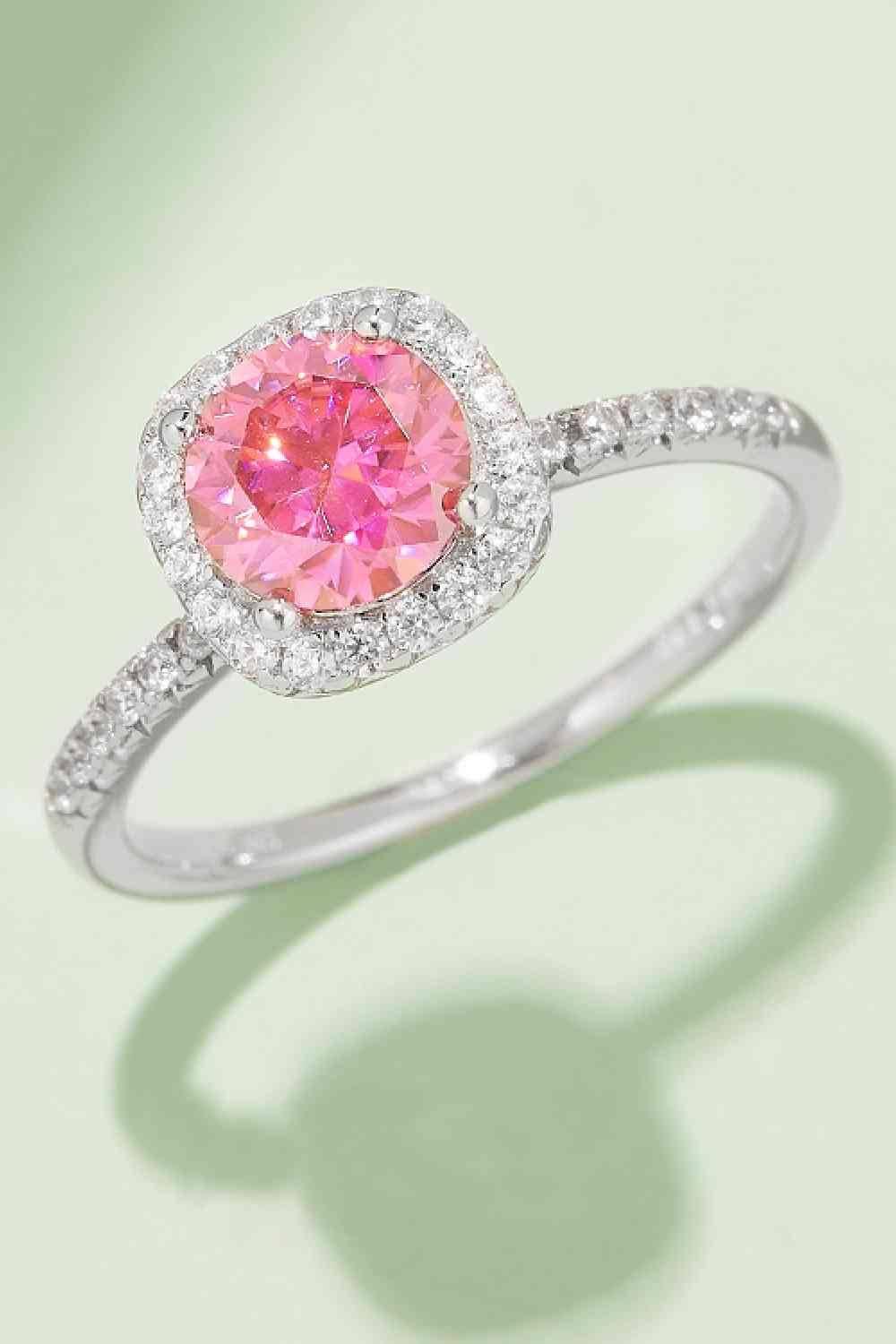 Adored 1 Carat Moissanite 925 Sterling Silver Halo Ring - Clothes For Her Online Store