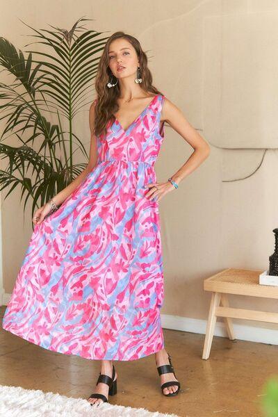 ADORA Abstract Floral V-Neck Maxi Dress - Clothes For Her Online Store