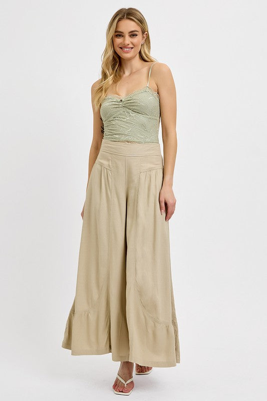 RISEN Shirring Detail Wide Leg Pants - Clothes For Her Online Store