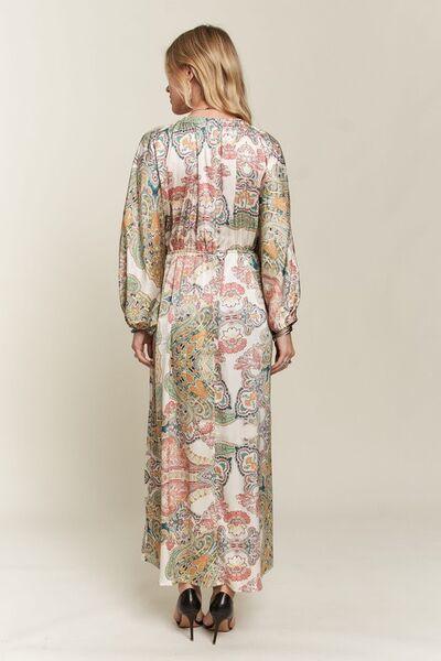 ADORA Printed V-Neck Batwing Sleeve Dress - Clothes For Her Online Store