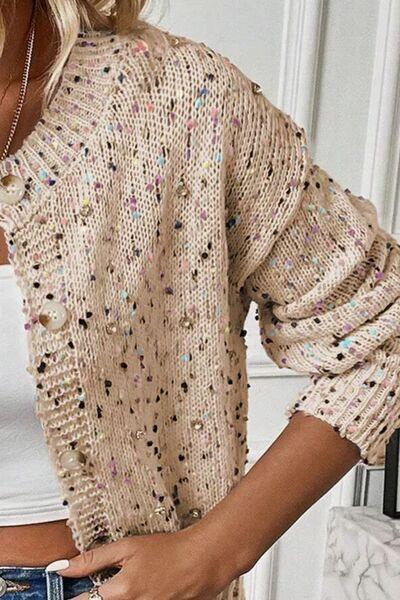 Confetti Button Up Long Sleeve Cardigan - Clothes For Her Online Store