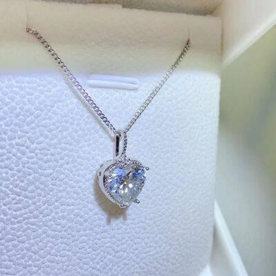 2 Carat Moissanite 925 Sterling Silver Necklace - Clothes For Her Online Store