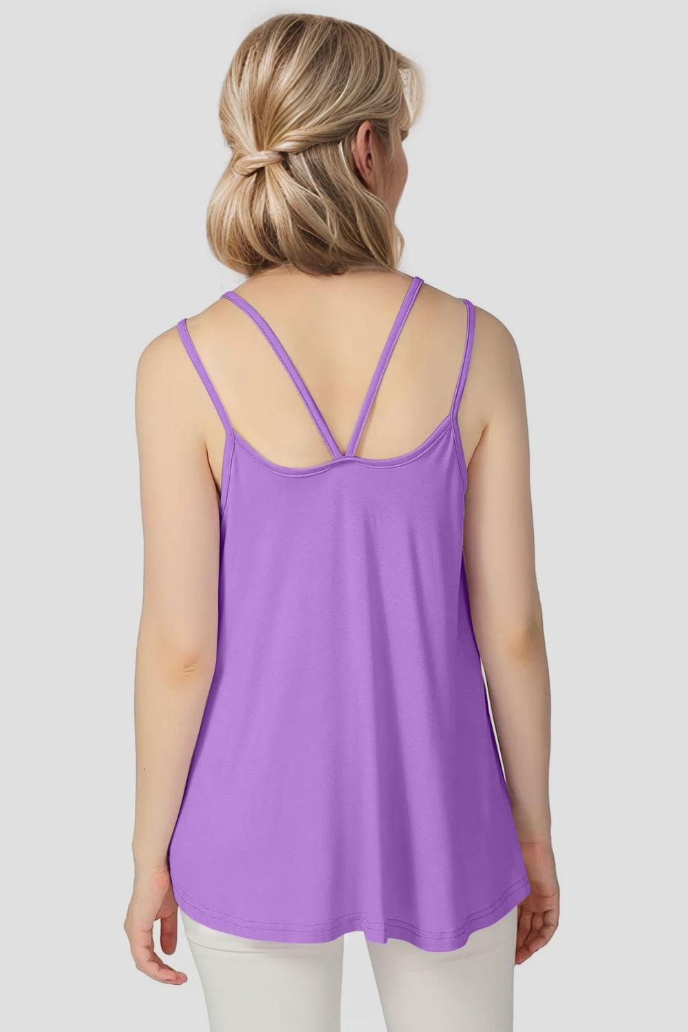 Basic Bae Bamboo Scoop Neck Double Spaghetti Straps Cami - Clothes For Her Online Store
