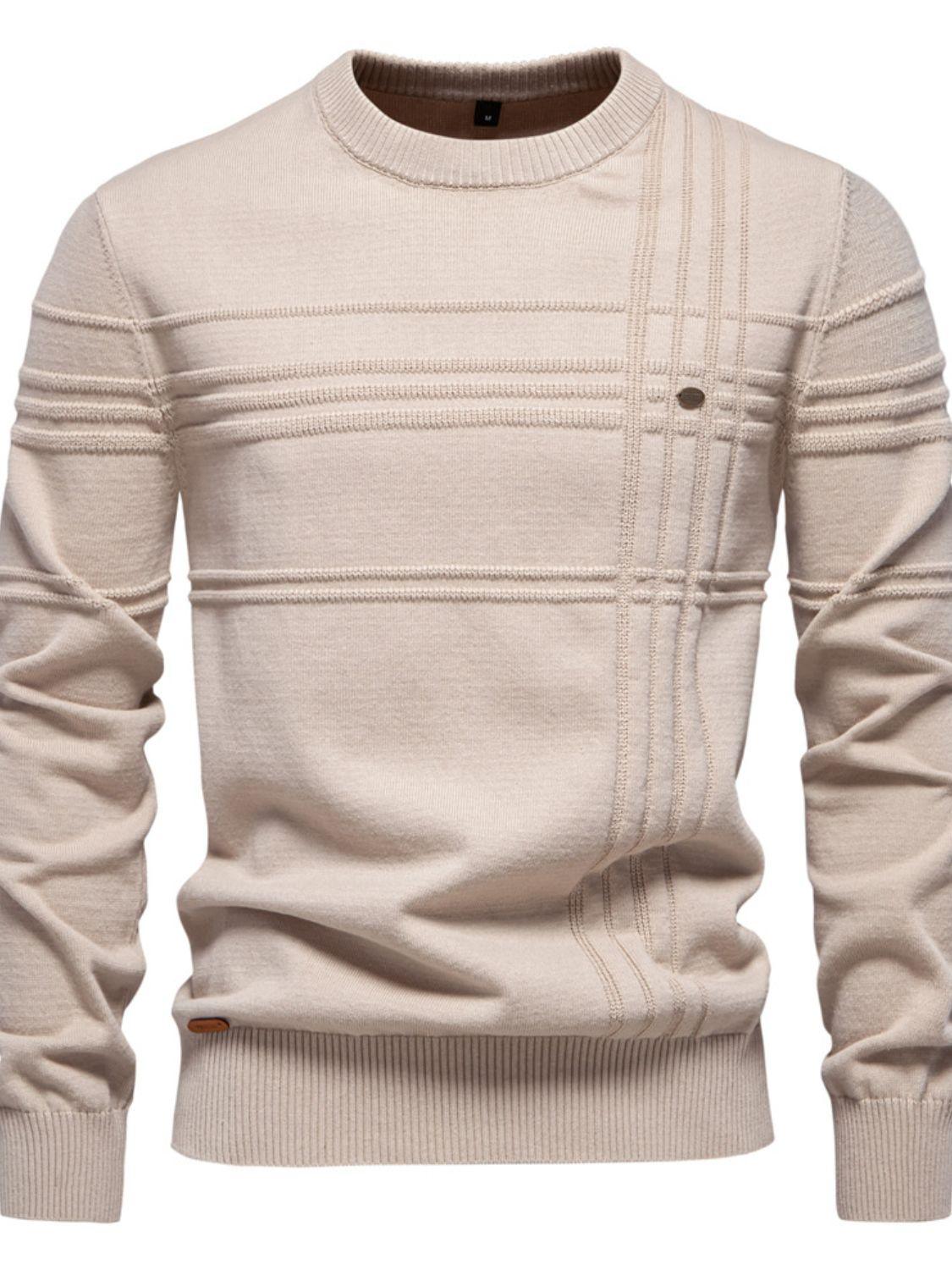 Men's Round Neck Striped Sweater - Clothes For Her Online Store