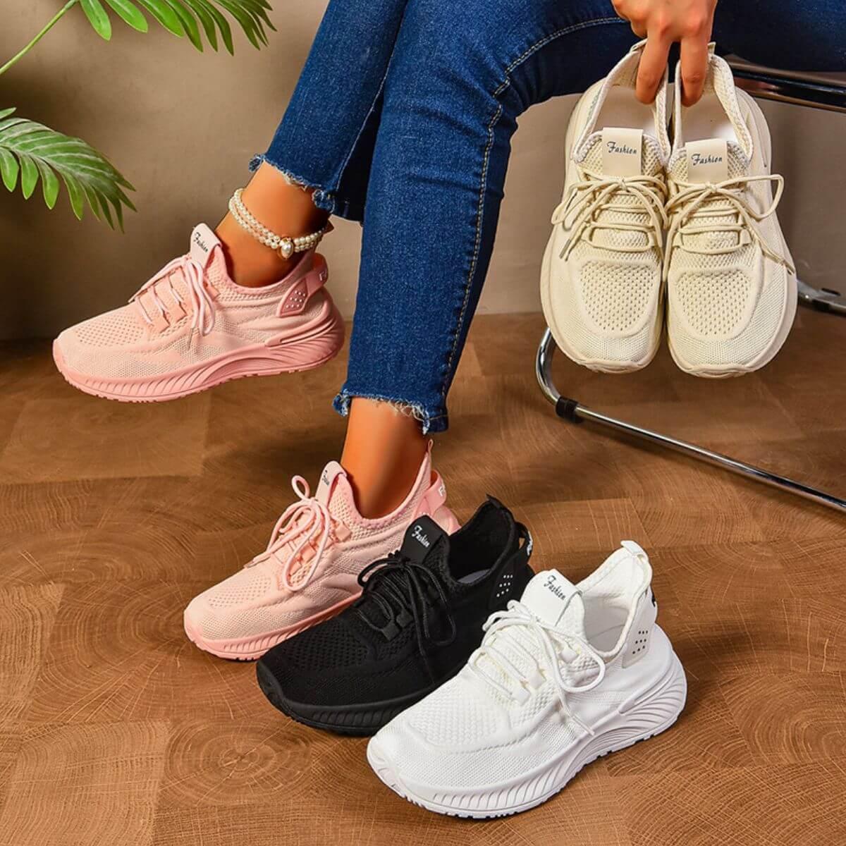 Round Toe Mesh Platform Athletic - Clothes For Her Online Store
