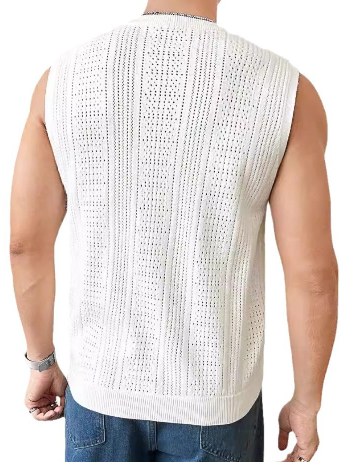 Men's Full Size Eyelet Round Neck Tank Plus Size - Clothes For Her Online Store
