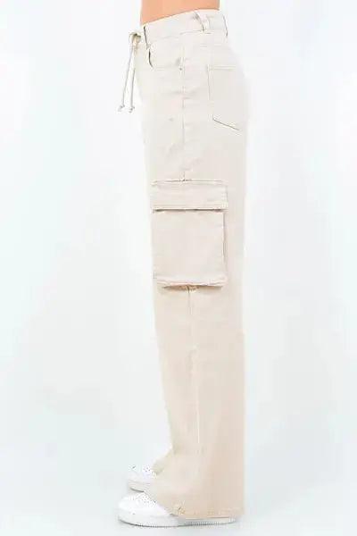 American Bazi Drawstring Wide Leg Cargo Pants - Clothes For Her Online Store