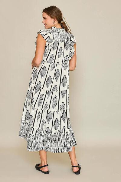 Umgee Full Size Boarder Print Midi Dress Plus Size - Clothes For Her Online Store