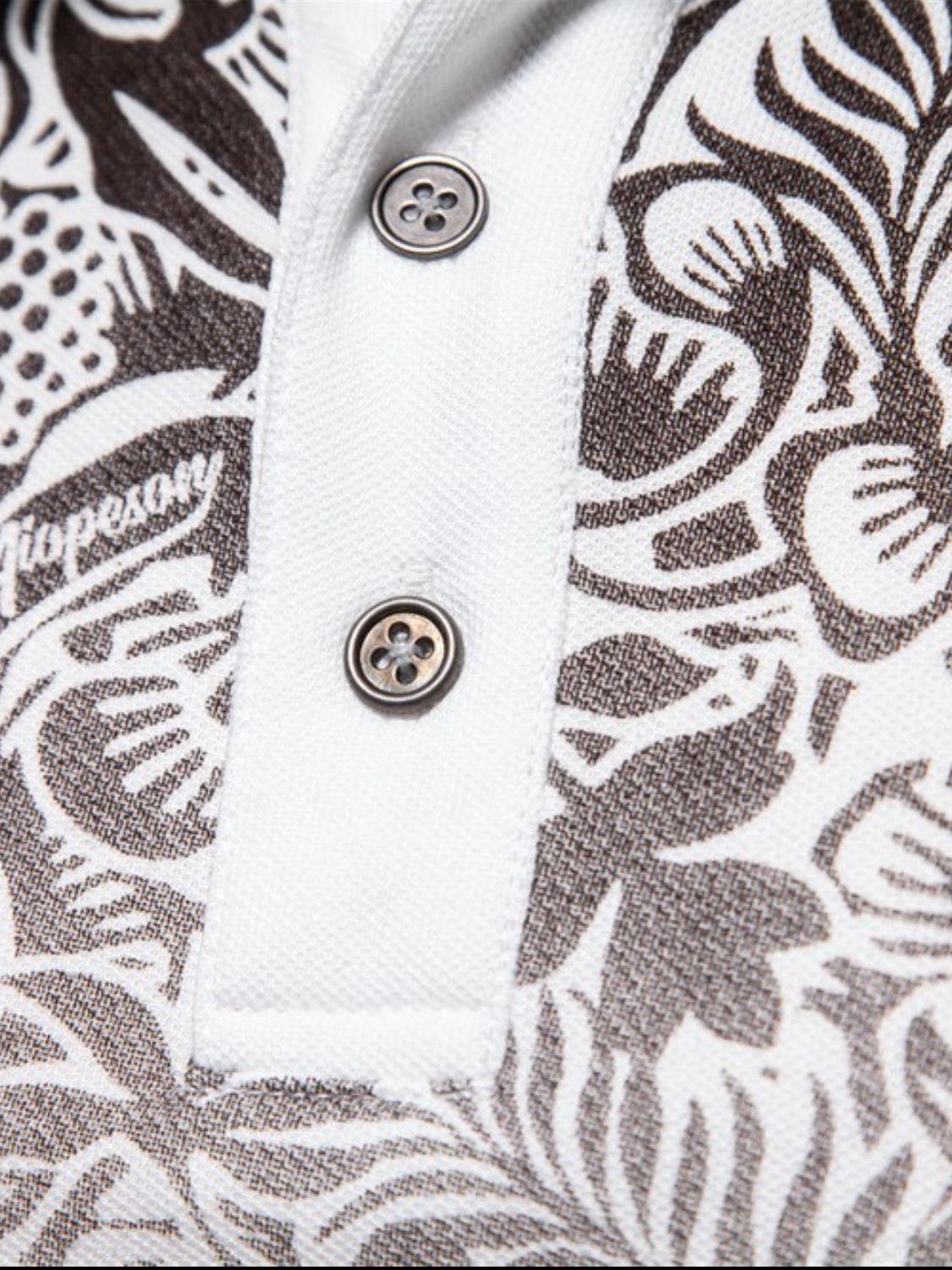 Men's Printed Collared Neck Short Sleeve Polo - Clothes For Her Online Store