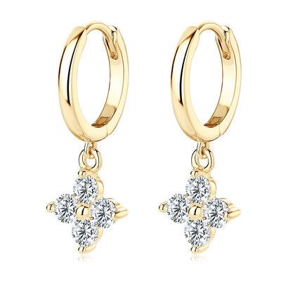 925 Sterling Silver Moissanite Hoop Drop Earrings - Clothes For Her Online Store