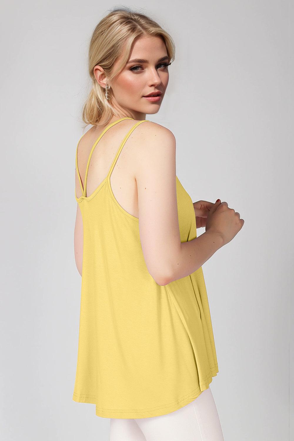 Basic Bae Bamboo Scoop Neck Double Spaghetti Straps Cami - Clothes For Her Online Store