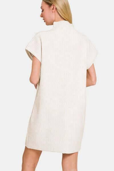 Zenana Short Sleeve Sweater Mini Dress - Clothes For Her Online Store