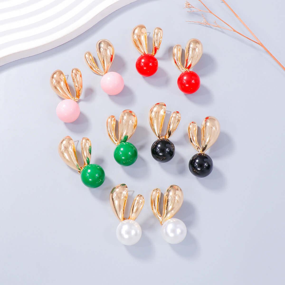 Alloy Drip Oil Bunny Earrings - Clothes For Her Online Store