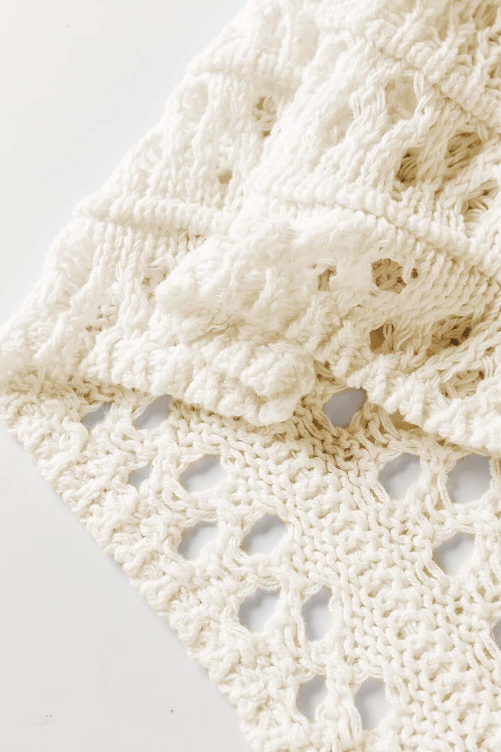 Pointelle Knit Puff Sleeve Sweater - Clothes For Her Online Store