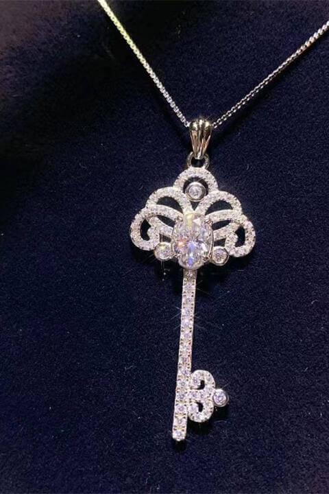 1 Carat Moissanite Key Pendant Necklace - Clothes For Her Online Store