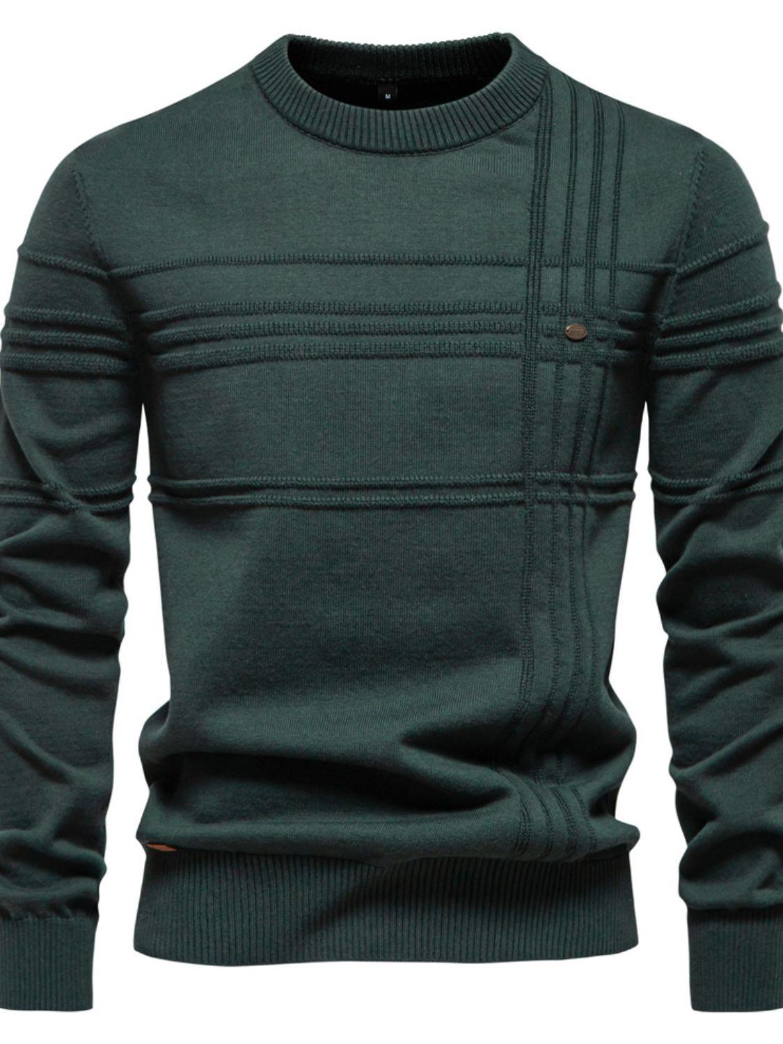 Men's Round Neck Striped Sweater - Clothes For Her Online Store