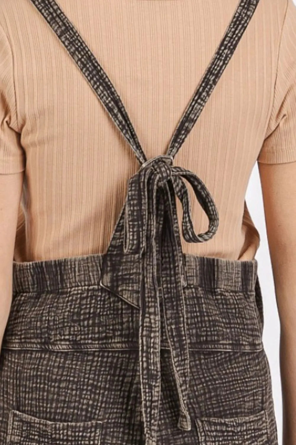 Mittoshop Textured Knotted Wide Strap Overalls - Clothes For Her Online Store