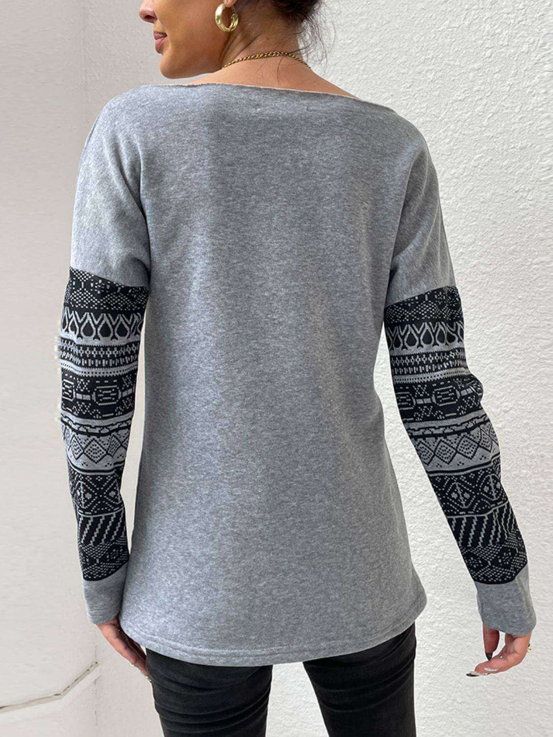 Shiny Printed Drop Shoulder Tunic Top - Clothes For Her Online Store