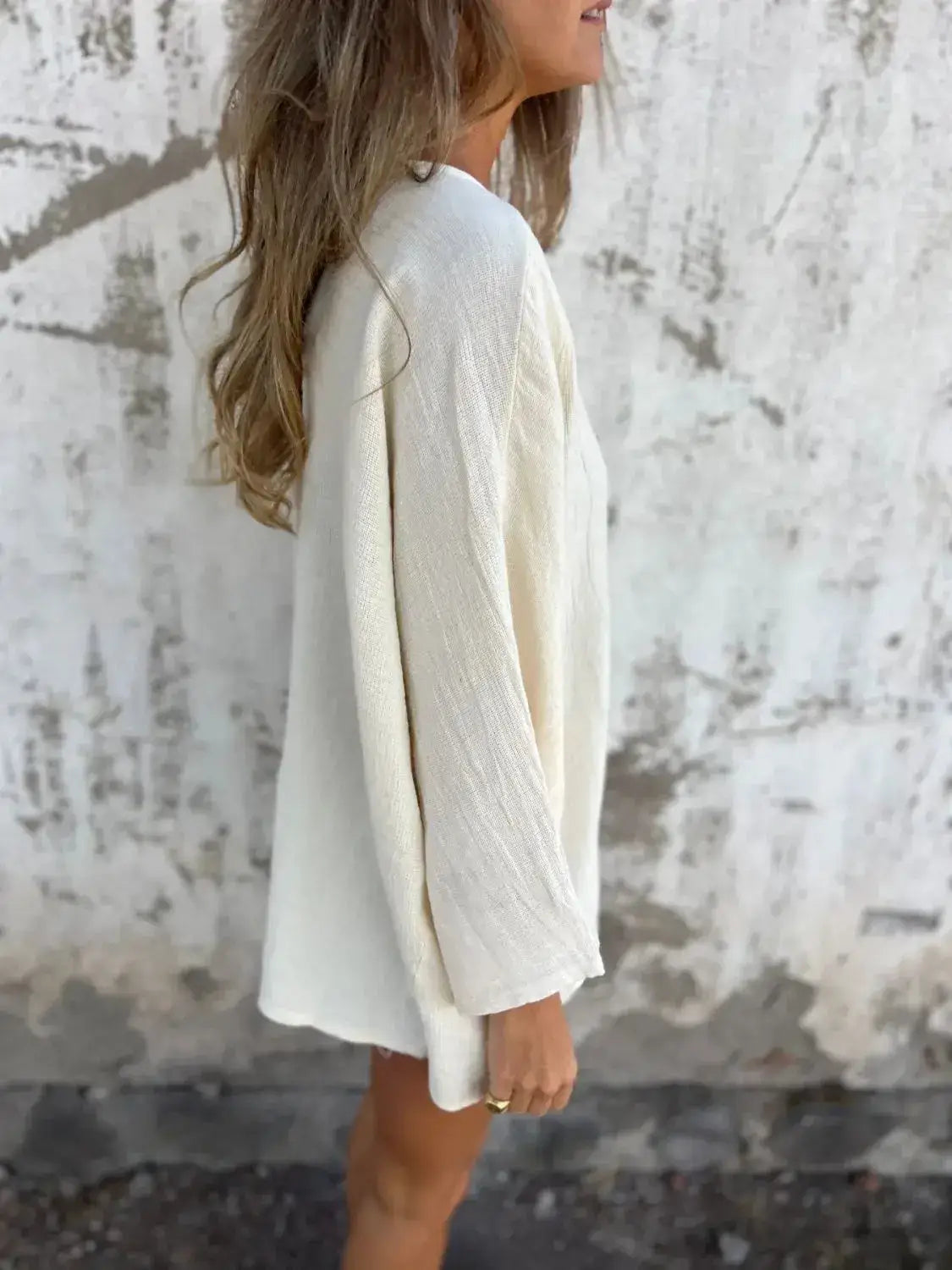 Full Size One Button Long Sleeve Shirt Plus Size - Clothes For Her Online Store