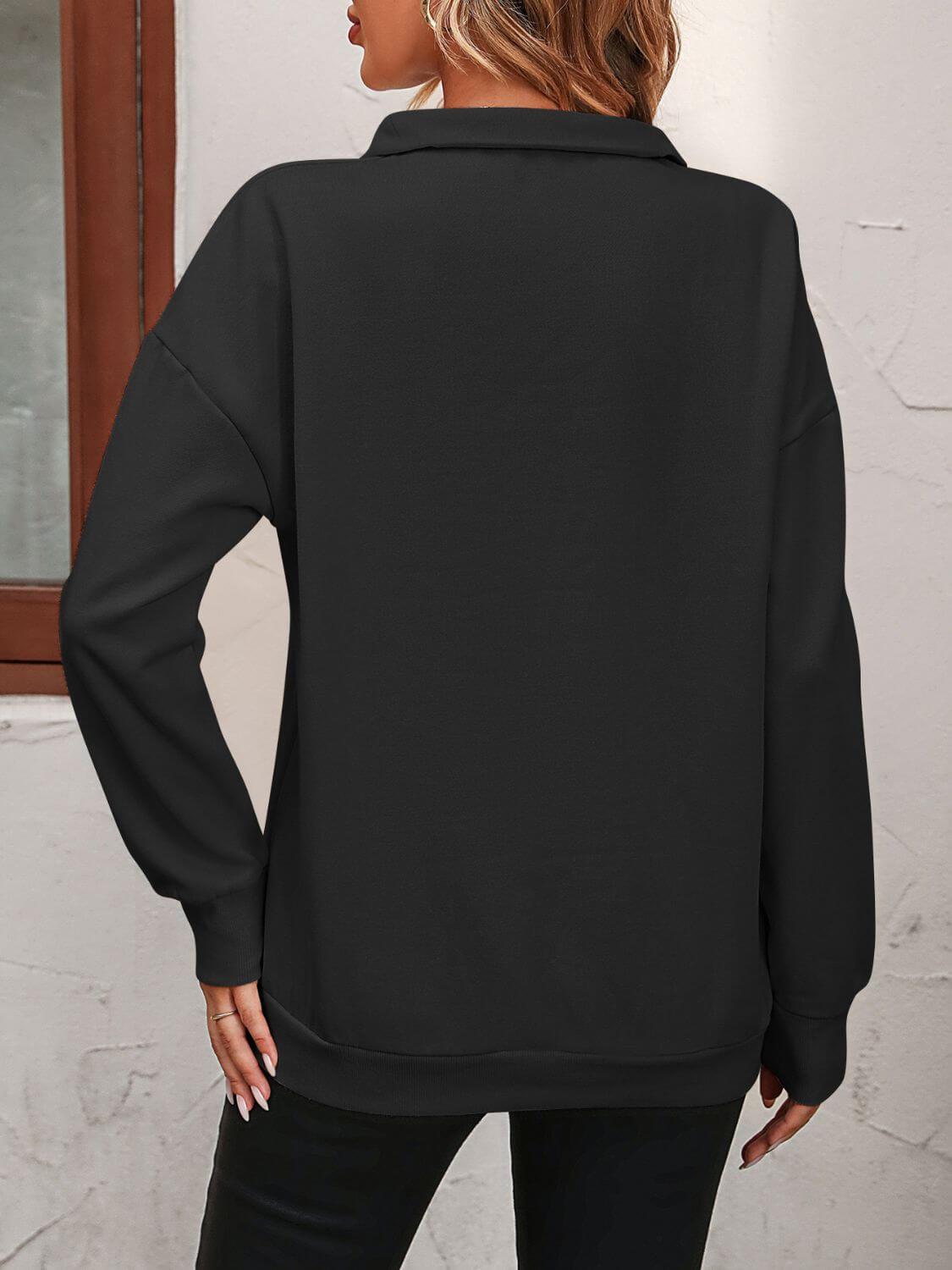 Mandy Zip-Up Dropped Shoulder Sweatshirt - Clothes For Her Online Store