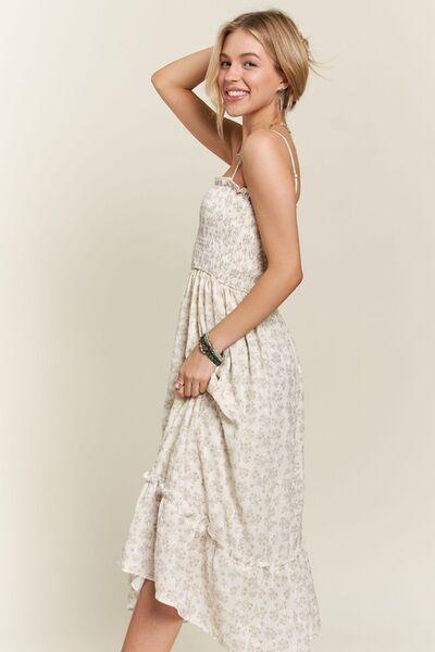 ADORA Smocked Floral Ruffled Hem Cami Dress - Clothes For Her Online Store