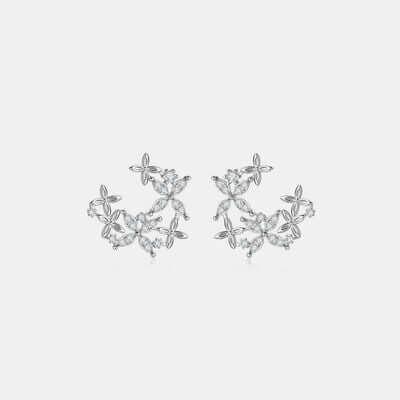 925 Sterling Silver Moissanite Lucky Clover Earrings - Clothes For Her Online Store
