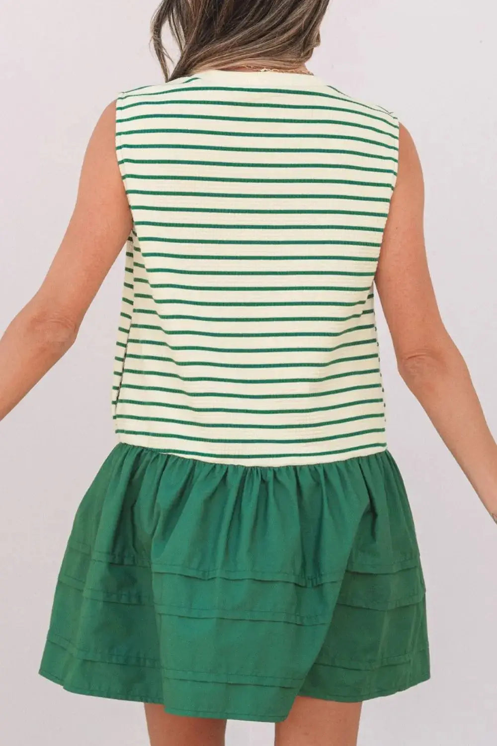 Stripe Woven Sleeveless Mini Dress - Clothes For Her Online Store