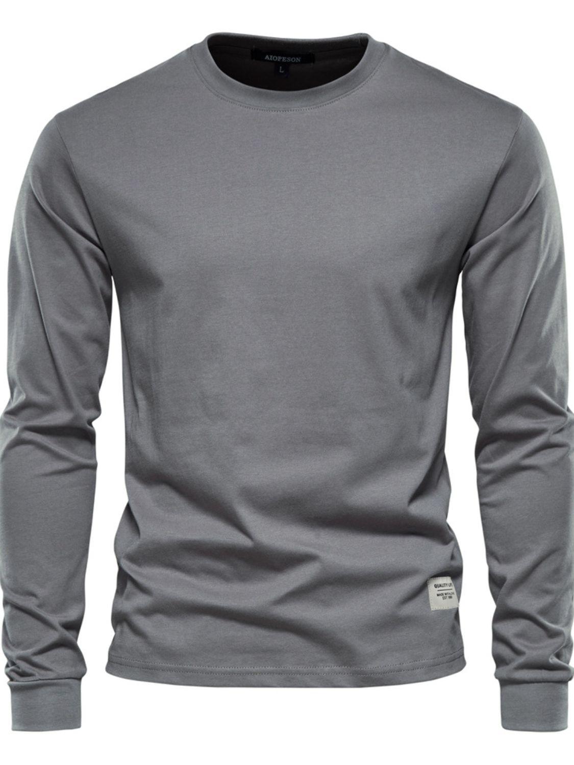 Men's Full Size Round Neck Long Sleeve T-Shirt Plus Size - Clothes For Her Online Store
