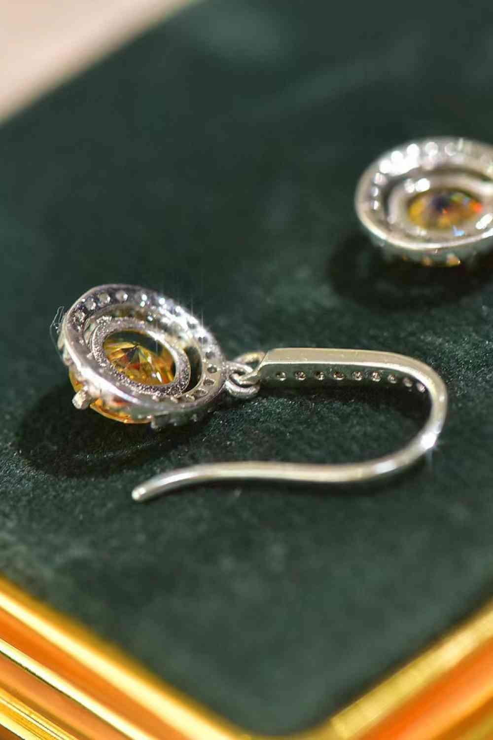 Platinum-Plated 2 Carat Moissanite Drop Earrings - Clothes For Her Online Store