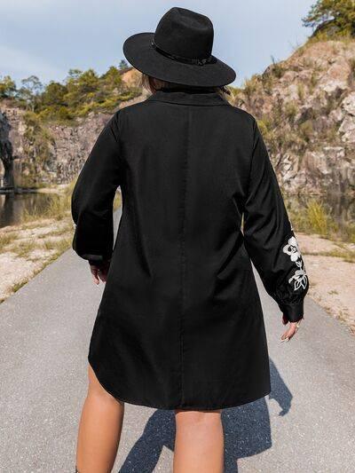 Plus Size Embroidered Long Sleeve Mini Dress - Clothes For Her Online Store