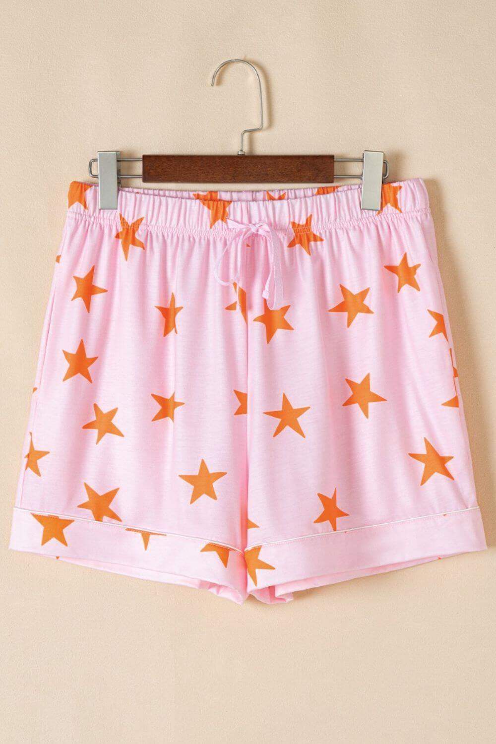Star Print Short Sleeve Shirt and Shorts Set - Clothes For Her Online Store