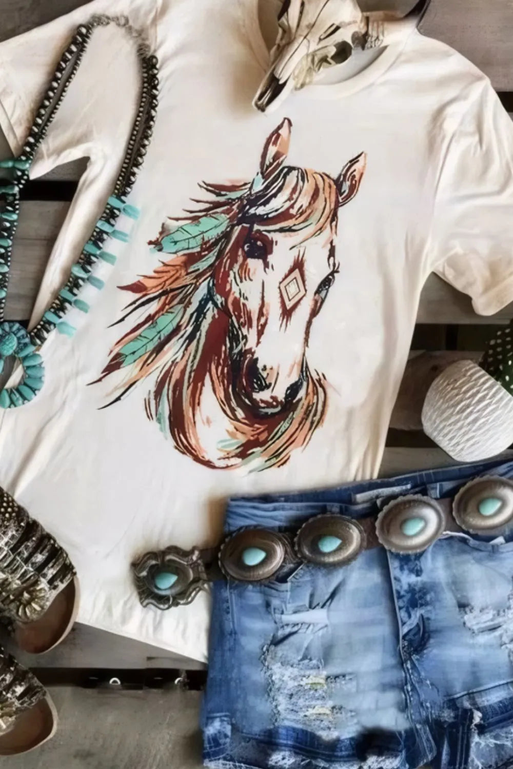 Western Aztec Horse Graphic Tee