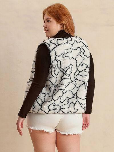 Plus Size Tied Sherpa Vest Coat with Pockets - Clothes For Her Online Store