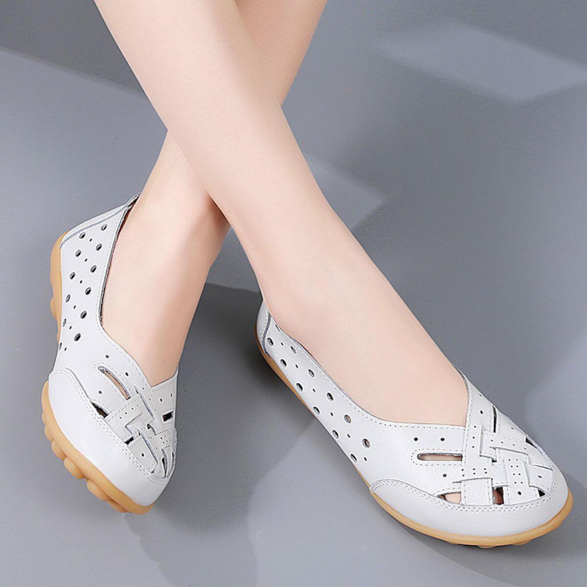 Hollow Out Round toe Flats Slip-Ons - Clothes For Her Online Store