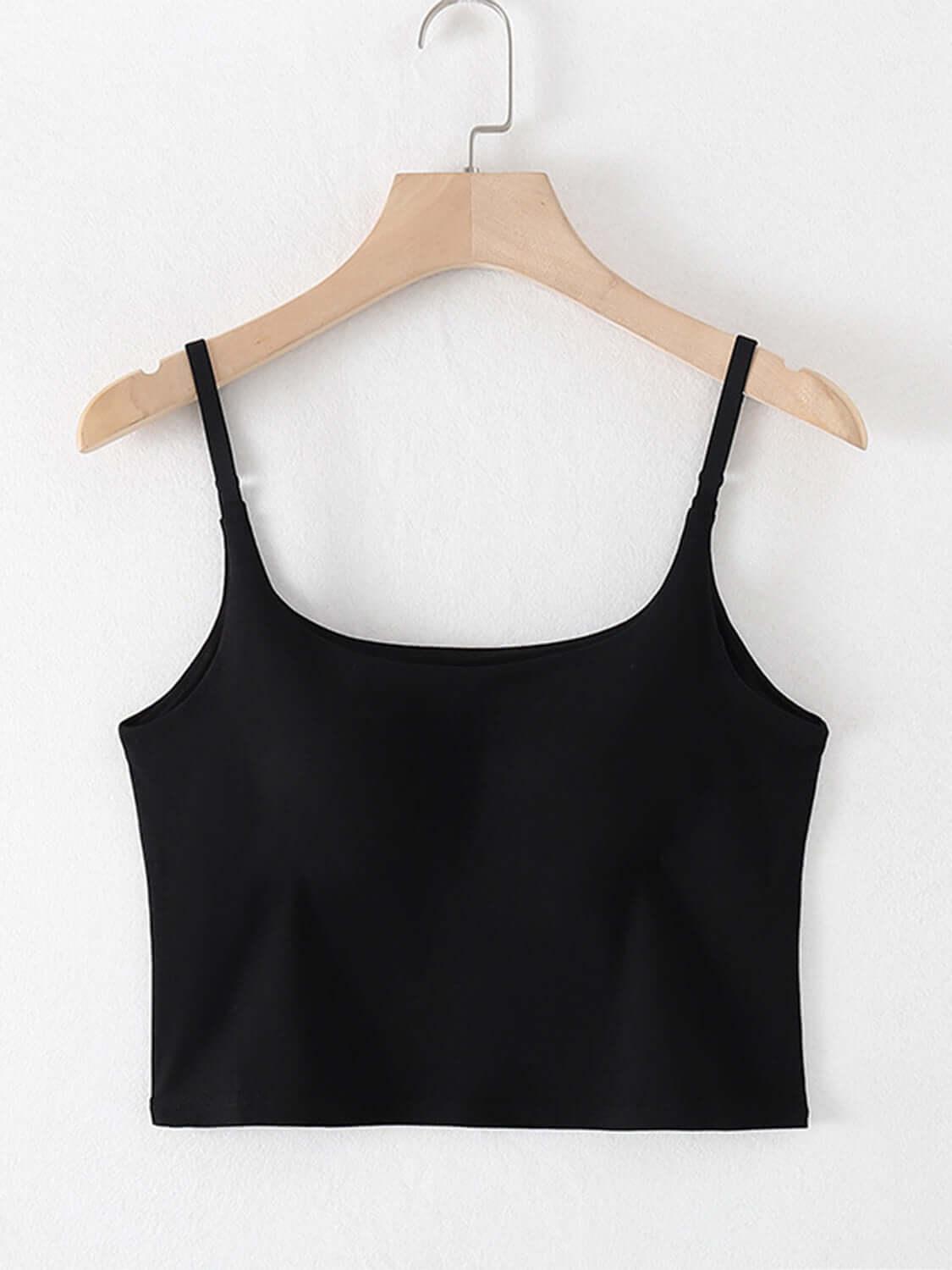 Scoop Neck Cropped Cami with Chest Pads - Clothes For Her Online Store