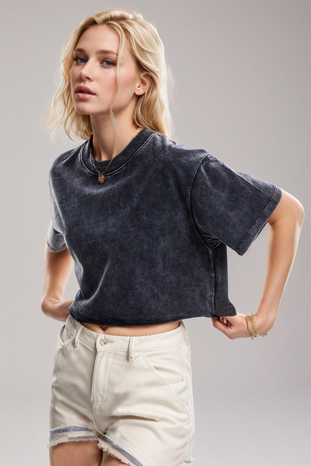 Basic Bae Round Neck Dropped Shoulder Short Sleeve T-Shirt - Clothes For Her Online Store